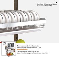Égouttoir à vaisselle mural en acier inoxydable perforé à 3 niveaux, design personnalisé, avec bac d'égouttement
