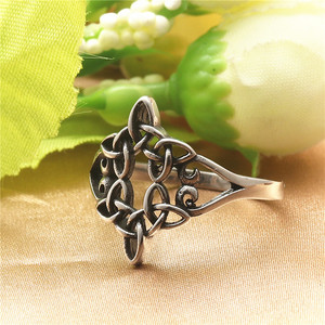 Stainless Steel Hollow Flower <b>Ring</b> Retro Silver Women's Party Jewelry 212032 - Product Image 2