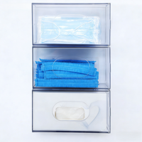 Distributeur mural rectangulaire de PPE avec couvercle magnétique, boîte de rangement transparente en PET pour gants, idéal pour hôpitaux, cliniques et stockage d'instruments injectables