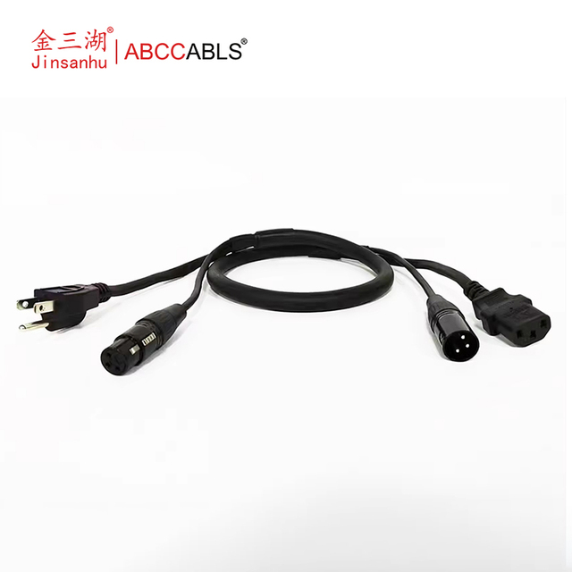 ABCCABLS 2-in-1 Combo Cable: NEMA 5-15P to IEC C13 Power + 3 Pin XLR Male-Female DMX Signal for Stage