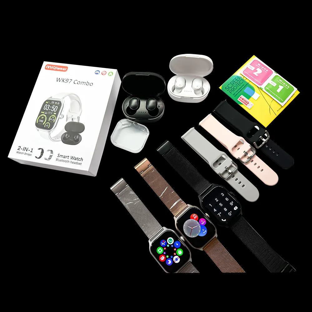 New Design WK97 Combo Smart Watch Build A Funny Game TWS Headset Magnetic Charging WK97 Watch Case Protective Film For Free