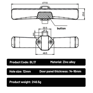 Guweite BL17 Kẽm hợp kim kẽm mạ xử lý ổ khóa cho rvs Đoàn Lữ Hành-tủ/tường cửa ra vào nút mở khóa dễ dàng sử dụng khóa an toàn - Product Image 4