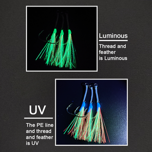 Hameçons de pêche au jigging XUHANG PXSW02-PT avec ligne <span class=keywords><strong>Kevlar</strong></span>, phosphorescents UV, argentés, à âme en <span class=keywords><strong>fil</strong></span> haute résistance, pour la pêche à la traîne du bar - Product Image 6