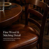 Ensemble de table à manger en bois massif sur mesure, 4 places, meubles de restaurant directement de l'usine, chaises de salle à manger rembourrées en cuir