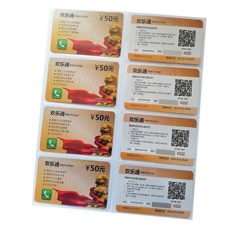 Fábrica Full Color Printing Paper Code Pvc Material Plástico Online Winning Card Ticket Scratch Off Pvc Cards