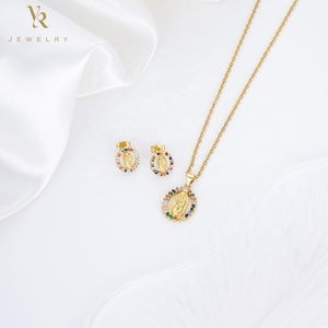 Bông Tai Vòng Cổ Mayo Laminado 18K Tay Nghề Chuyên Nghiệp FS4045-2 Bộ Trang Sức Thời Trang Biểu Tượng Đức Mẹ Đồng Trinh Mary - Product Image 5