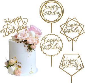 Set di 5 Decorazioni per Torte in Acrilico Dorato Personalizzate per Compleanno, Anniversario, Festa del Papà e Laurea - Product Image 1