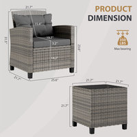 Ensemble de mobilier de balcon en osier AJUNION, ensemble bistrot d'extérieur, chaise de jardin en rotin, ensemble de patio 2 places avec table basse