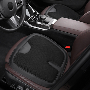 Cojín de asiento de coche de malla de seda helada con ribete de cuero y soporte lumbar de espuma viscoelástica hueca, transpirable para todas las estaciones, ajuste universal - Product Image 4