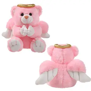 Custom Stuffed Plush Pink Tooth Teddy Bear With Wings Pretty Kids Toy Soft Plush Angle Teddy Bear