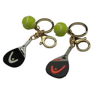 Factory Hot Sale Good Quality DIY keychain Advertising Promotion Small Gifts key Tennis Racket Ball Keychains