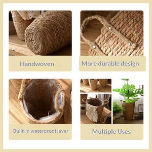 Cesta de Mimbre Tejida Nórdica Personalizada, Jarrón Grande, Adorno, Arreglo de Flores Secas Estilo Gitano, Maceta Moderna y Sencilla, Vietnam - Product Image 2