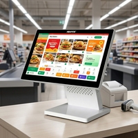 Système POS en gros de 15,6 pouces à double écran, Win10 Win11, ordinateur de bureau tactile tout-en-un, terminal de paiement POS