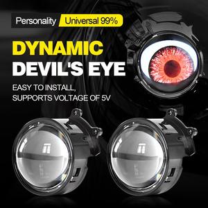Phares LED œil de chat avancés de 3 pouces, animation dynamique RGB Demon Eye avec projecteur Bi-LED pour kit d'éclairage automobile personnalisé - Product Image 6