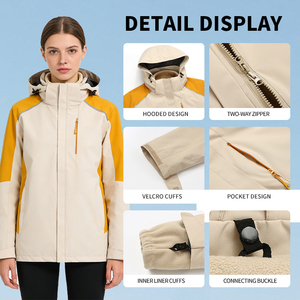 <span class=keywords><strong>Veste</strong></span> d'extérieur unisexe 3-en-1 respirante, <span class=keywords><strong>imperméable</strong></span> et coupe-vent avec fermeture éclair pour l'escalade, la randonnée et la ville (hommes et femmes) - Product Image 3