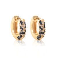 Pendientes de Aro Unisex Estilo Europeo Americano, Tono Azúcar Moreno, Incrustaciones de Circonio, Estampado de Leopardo y Serpiente, Bañados en Cobre y Oro de 18K, Estilo Hip-Hop