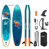 Tabla de Paddle Surf Inflable de 11' (32" de Ancho, 6" de Grosor) Resistente con Remo Ajustable, Mochila, Bomba y Correa
