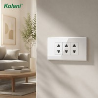 Kolani 120 Enchufe de Pared Modular Triple de 2 Orificios, Vertical, 16A 250V, Empotrable, 3 Unidades, Tomacorriente Multistándar con Obturador de Seguridad