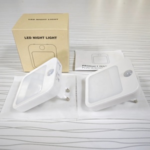 Modern Square LED Night <b>Light</b> with Human Body Induction Sensor <b>Plug</b>-in PC Material for Bedroom Use - Product Image 1
