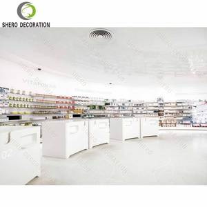 Étagères robustes en verre trempé, MDF et acier inoxydable, design moderne pour <span class=keywords><strong>pharmacie</strong></span>, avec éclairage LED, étanches et écologiques - Product Image 5