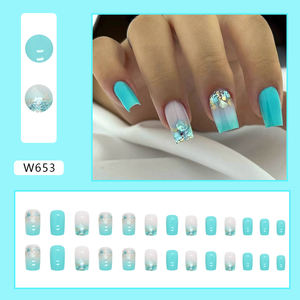 <span class=keywords><strong>Uñas</strong></span> <span class=keywords><strong>Acrílicas</strong></span> de Moda, Medianas y <span class=keywords><strong>Cortas</strong></span>, Estilo Ataúd, Punta Francesa, Manicura Delicada, <span class=keywords><strong>Uñas</strong></span> <span class=keywords><strong>Acrílicas</strong></span> de Presión, Dijes de <span class=keywords><strong>Uñas</strong></span> de Diseñador de Lujo - Product Image 2