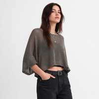 Pull-over en tricot personnalisé avec logo pour femme, manches courtes, col rond, couleur unie, décontracté, été, acrylique respirant, fabrication OEM et ODM