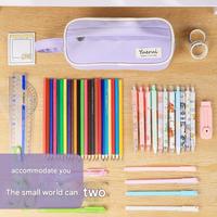 Trousse à crayons portable à grande capacité, protection à 3 couches, double fermeture éclair, organisateur de papeterie, pochette à stylos multi-compartiments pour l'école