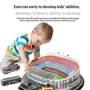 Puzzle 3D Stade de Football Classique - Kit Modèle DIY en Mousse EPS avec Sièges Détaillés et Accessoires de Bus pour Souvenir de Fan - Product Image 4