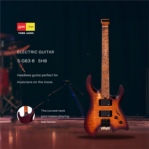 Nieuwe headless elektrische gitaar S-G62-OEM, fabrieksgemaakt, body van moerasas en mahonie, verstelbare stembrug, 3-weg schakelaar, 6 stalen snaren - Product Image 2