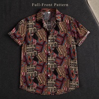 Chemise d'été à manches courtes pour homme, imprimé géométrique ethnique africain, col rabattu, boutonnée, respirante, séchage rapide, décontractée, en polyester
