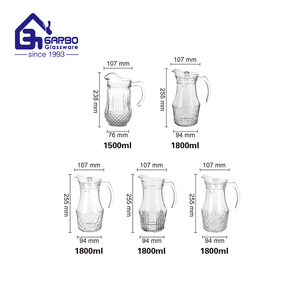 Bình Thủy Tinh Nước Lạnh Chạm Khắc Trong Suốt 1,8L Thiết Kế Mới Phổ Biến Có Tay Cầm Bên Hông Để Uống Nước Bình Thủy Tinh Có Nắp Đậy - Product Image 2