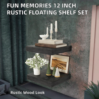 Étagères flottantes 12x12 pouces, style rustique campagnard, en bois d'ingénierie, ensemble de 2 pour la décoration murale et le rangement, pour salon et salle de bain