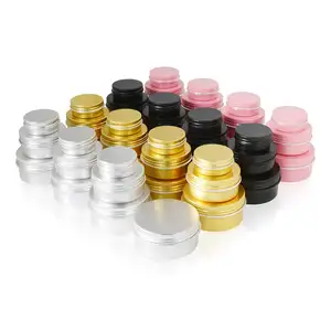 Groothandel Fabriek Prijs Custom Ronde Metalen Blikken Lege Aluminium Blikken Pot Met Schroef Top Voor Cosmetica Lippenbalsem Opslagcontainers