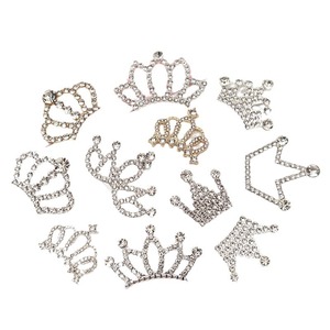 Popolari decorazioni in metallo a forma di corona scintillante - Mini corone con strass per decorazioni nuziali e custodie per telefoni - Product Image 4