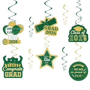 DAMAI Graduation Party Decor Includes Congrats Grad <b>Banner</b> Honeycomb Centerpieces Hanging Swirl Kit for Green Congrats Grad - Product Image 5