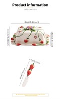 Prix de gros : Beurrier en céramique créatif et mignon en forme de fraise de 7,5 pouces avec couvercle et couteau, boîte à fromage, vaisselle sous glaçure