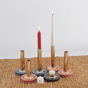 سطح المكتب الملكي الذهبي المعادن الركيزة حوامل شموع tealight شمعة الأواني طويل حامل شموع - Product Image 1