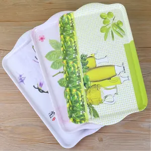 Hot Selling Home Large Melamine Food Serving Tray With Olive And Oil Bottles Set Printed Rectangular Tray