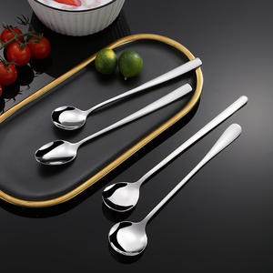 304 ложка для столовых приборов из нержавеющей стали высокого внешнего вида круглая ледяная Западная десертная ложка для смешивания Толстая длинная ручка для вечеринок - Product Image 5