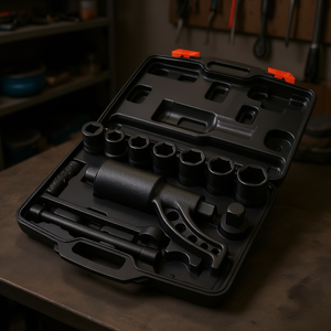 Juego de llaves de tuercas de 1 pulgada de alta resistencia con 8 dados de 24-38 mm, multiplicador de torque métrico, estuche de almacenamiento, grado industrial - Product Image 2