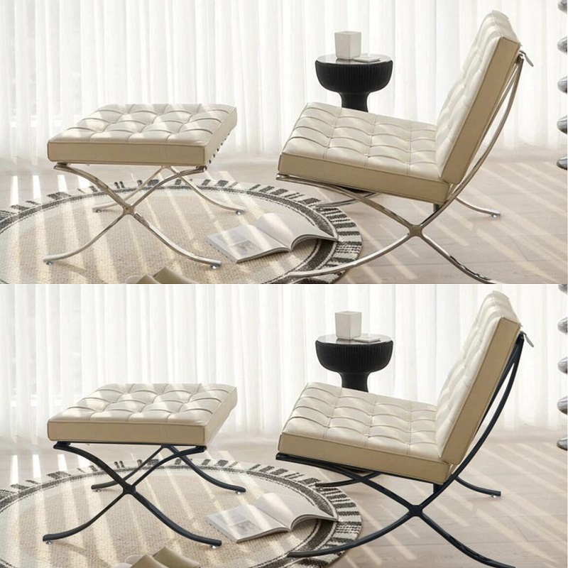Fauteuil individuel + repose-pieds (blanc crème)