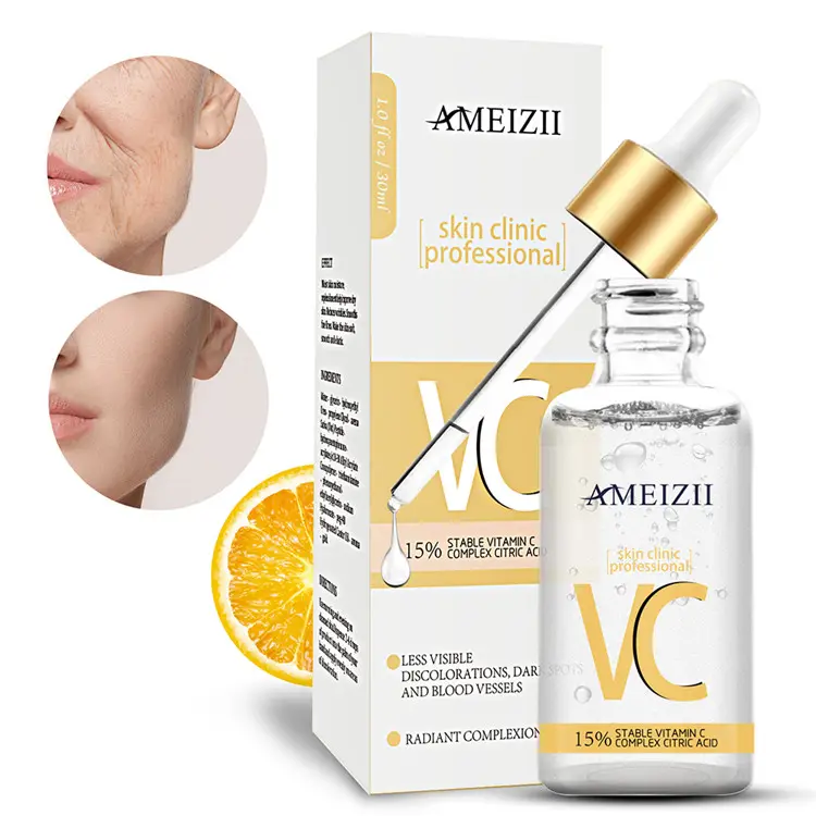 AMEIZII 30ml ויטמין C סרום חומצה היאלורונית סרום טיפוח עור לחות הלבנת אנטי-הזדקנות Soin פרצוף Vit C פנים סרום