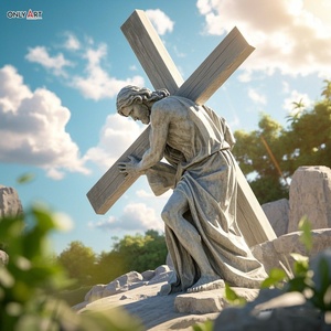 Chrétien Catholique Célèbre Grande Pierre Sculpter Septième Station Jésus <span class=keywords><strong>Chute</strong></span> <span class=keywords><strong>La</strong></span> Deuxième Fois Marbre Blanc Jésus 14 Station Sculpture - Product Image 1