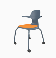 Chaise d'entraînement scolaire en plastique réglable en hauteur avec tablette intégrée, siège rembourré, base de rangement et roulettes pour salles de classe universitaires intelligentes