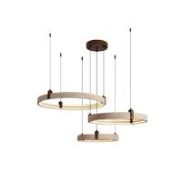 Lustre LED de style rétro Zhongshan à trois couches pour salon d'hôtel, télécommande, intensité réglable, anti-éblouissement, en pierre calcaire, haut de gamme