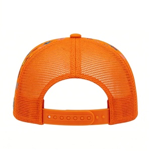 Casquettes de camionneur personnalisées en sublimation graffiti orange, broderie 3D en relief, vente en gros, unisexe, streetwear, maille tendance - Product Image 4