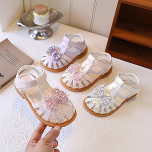 Schattige design kindersandaaltjes voor de zomer, zachte zool, zoete prinsessen platte sandalen voor babymeisjes - Product Image 1