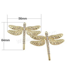 Kẽm hợp kim con chuồn chuồn Mặt dây chuyền với rhinestone vòng cổ mặt dây chuyền 64x56x5mm động vật lấy cảm hứng từ thời trang quyến rũ - Product Image 5