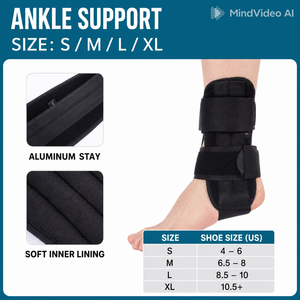 Soporte Ajustable y Cómodo para Esguinces de Tobillo y Fracturas de Pie, de Nailon y Algodón Suave, con Fijación Articular y Cierre de Gancho y Bucle, Modelo YR-724-1 - Product Image 3