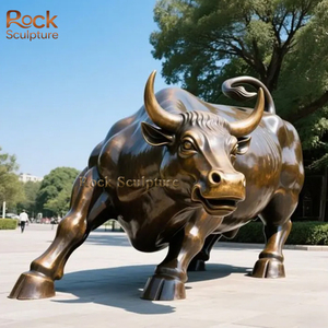 Scultura di Toro Grande in Metallo Ottone Personalizzata per Esterni, Statua di Toro di Wall Street a Grandezza Naturale in Bronzo, Decorazione Artigianale - Product Image 2